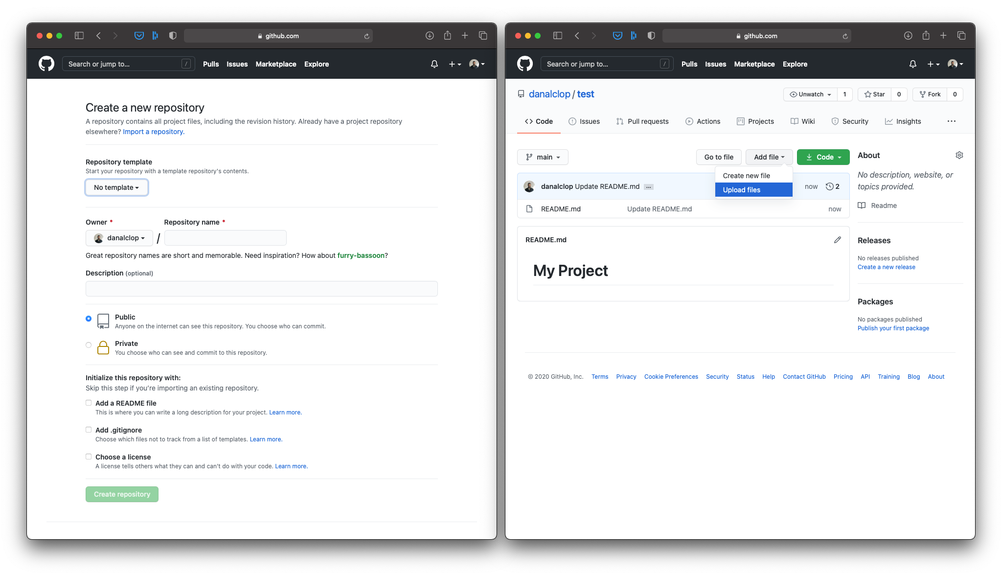 First step to share your data: Create a GitHub repository
