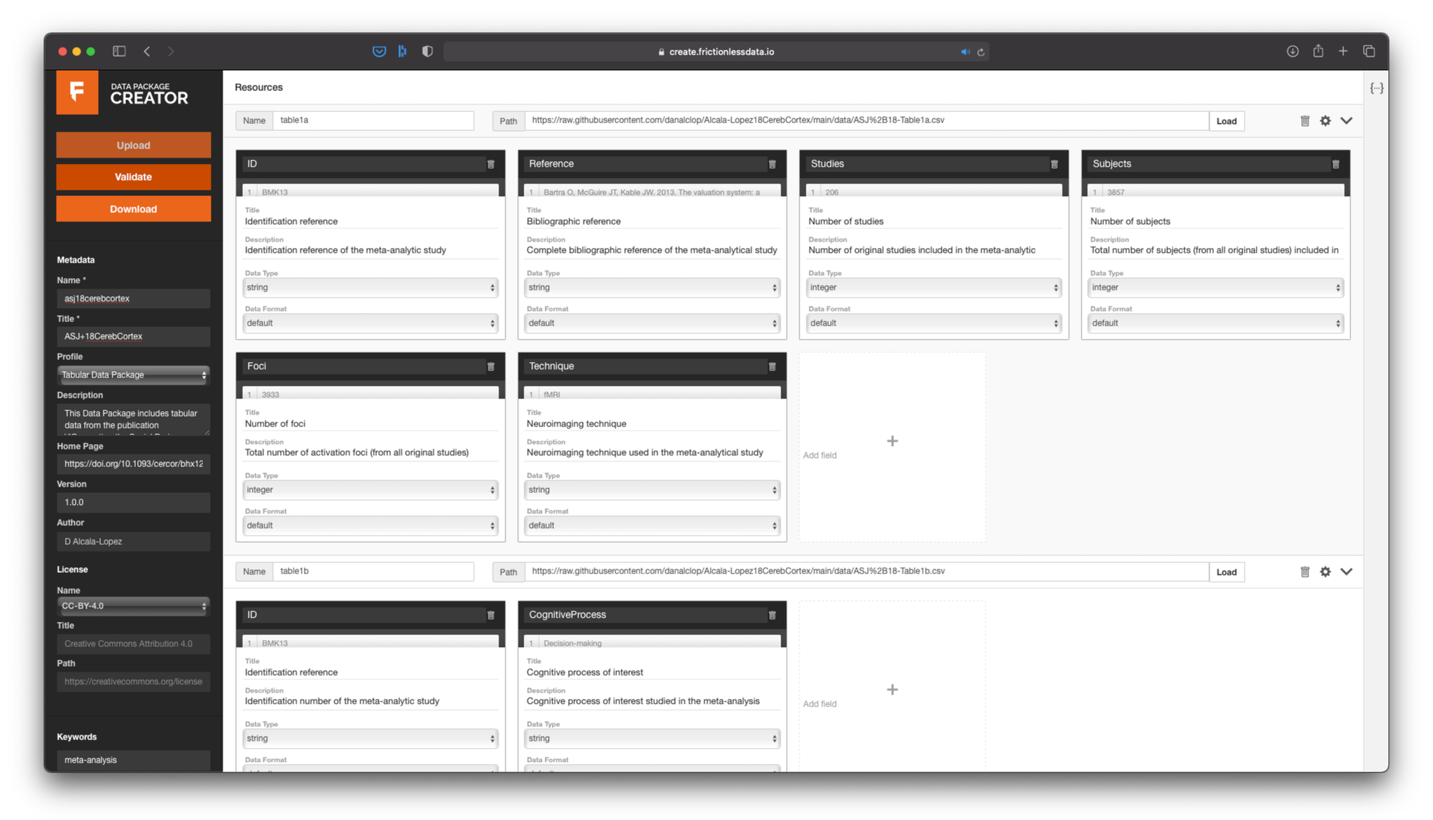 Third step to share your data: Add different data sources to the Data Package