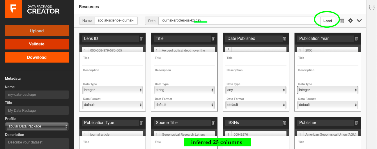 Screenshot of datapath load